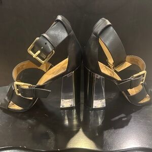 Black acrylic heel sandal